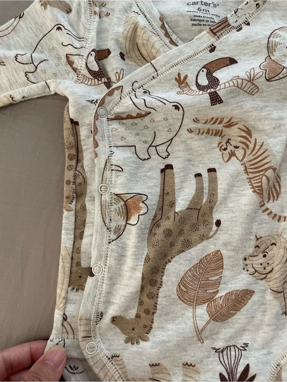 Carter's Baby Neutral Animal Print & Solid Pants Set - Brown & Light Gray